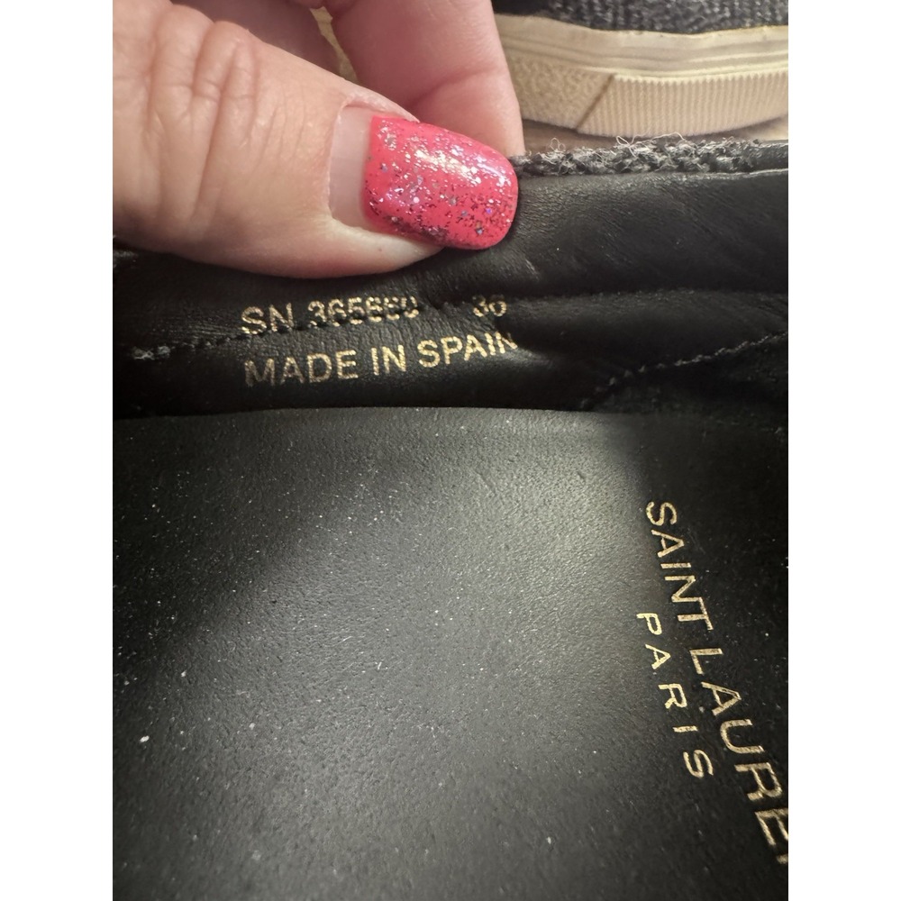 Saint Laurent Loafer Shoe Grey Wool With White Soles Slip On Back Size 36 SB23 - Picture 5 of 6